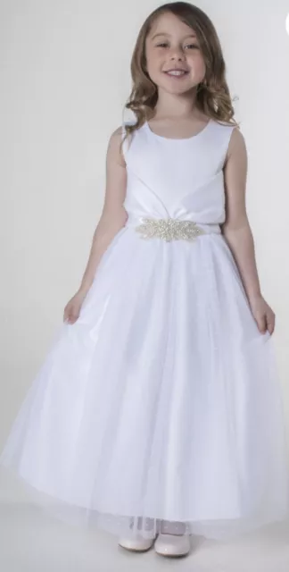 visara Kleid 8-9 Jahre Elfenbein V341 Brosche Brandneu ohne Etikett