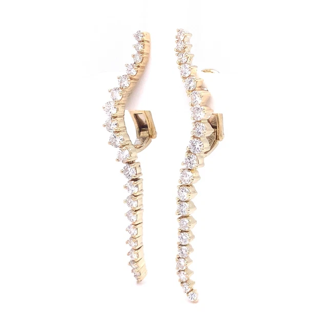 Blacy's Vintage Jose Hess Diamond 14 Karat Yellow Gold Drop Lever-Back Earrings Blacy's Vintage Jose Hess Diamond 14 Karat Yellow Gold Drop Lever-Back Earrings