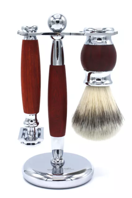 3-teiliges natürliches Redwood Doppelkantenrasierset
