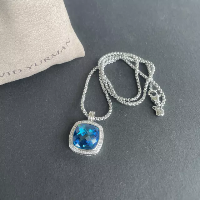 925 Sterling Silver lbion Blue Topaz Pendant Necklace 2.7mm 18"with Box/Pouch 925 Sterling Silver lbion Blue Topaz Pendant Necklace 2.7mm 18"with Box/Pouch