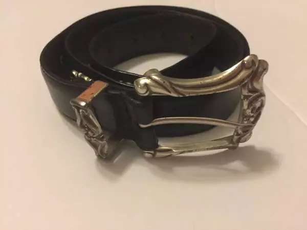 Fossil Womens Black Leather Belt Silver Buckle L BT776600103