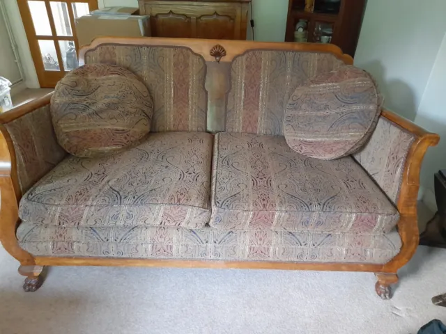 Antique Bergere Sofa and Chair, Walnut, Edwardian