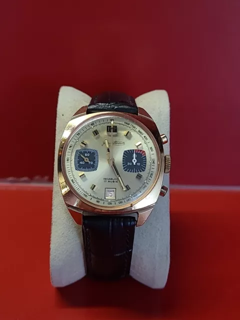 Très belle Montre Chronographe JEAN GUILLEMIN Mécanique Panda Valjoux 7734