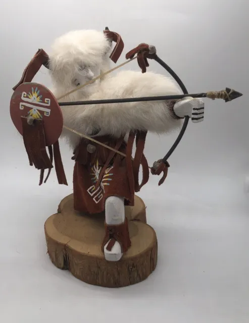 Kachina Doll Handmade Navajo "Buffalo Warrior" Signed Fran Yazzie