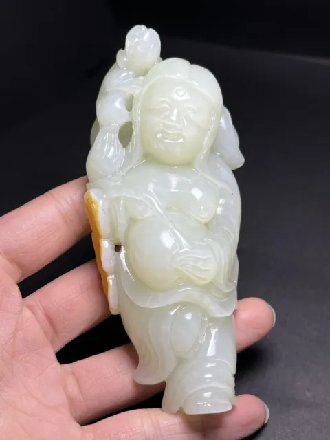 Chinese Exquisite Handmade figure carving Hetian Jade Statue Pendant