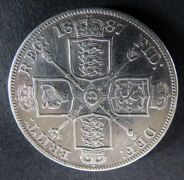 British Coin -Victoria - 1887 - Double Florin  - 0.925 Sterling Silver