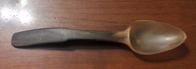 Antique Carved Horn Table Spoon Country 19th Century