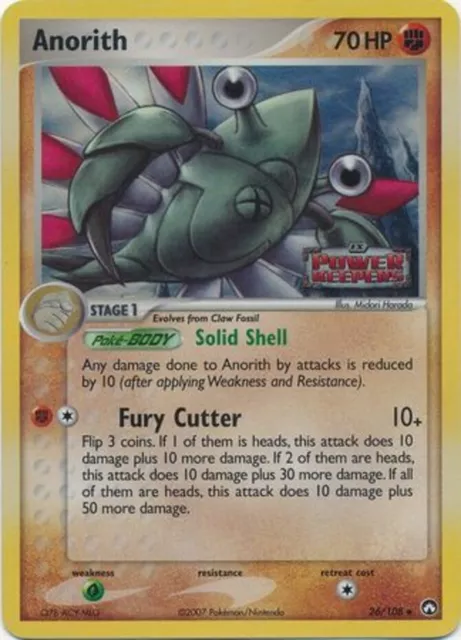 Anorith - 26/108 - Uncommon - Reverse Holo NM, English Pokemon EX Power Keepers