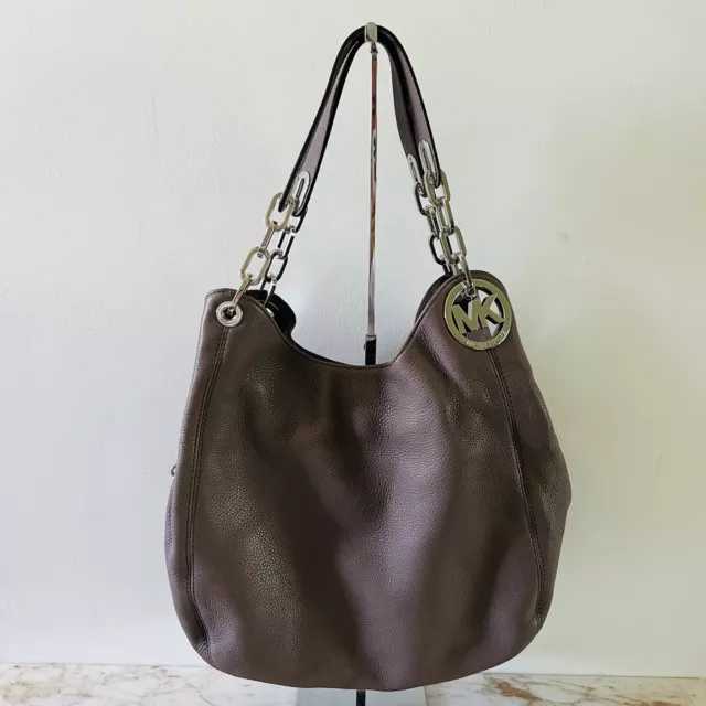 MICHAEL KORS Fulton Cinder Leather Large Shoulder Tote Bag