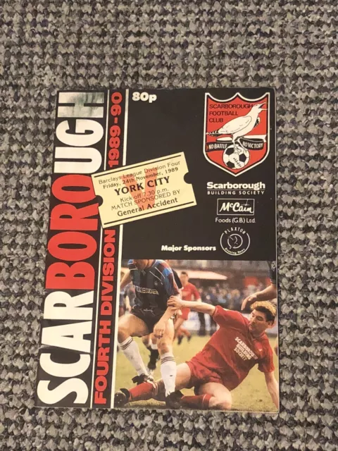 Scarborough v York City - 1989/90 - Division 4 - Match Day Programme