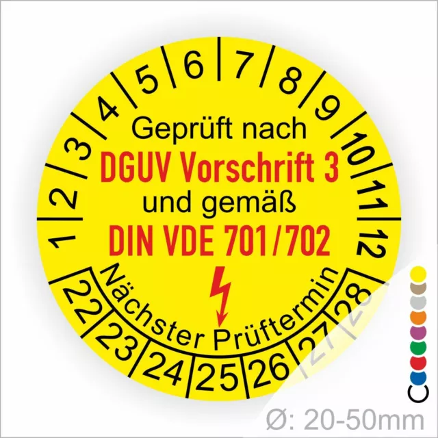 Prüfplaketten DGUV V3, DIN VDE 0701/0702 Termin Prüfung Elektro Betriebsmittel