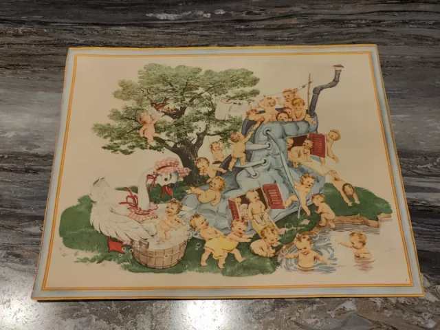 1940s Swan Soap Print Babies Old Lady Shoe Mother Goose Poster