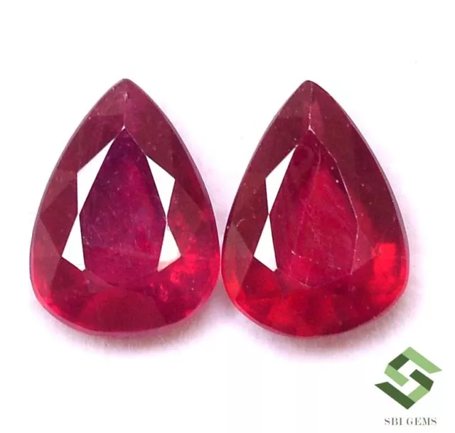 14x10 mm Natural Ruby Pear Cut Pair 12.29 CTS Mozambique Loose Gemstones GF