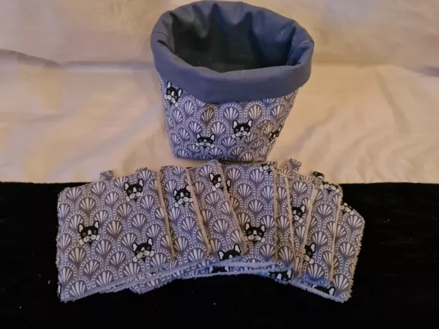 lot de 8 lingettes lavables Coton Et Bambou avec Panier Bourse assorti 2