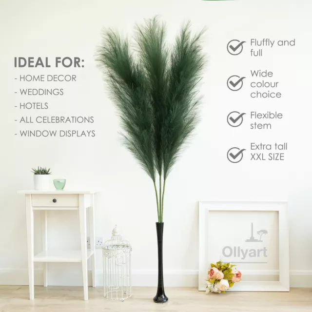 Pampas Grass Large Cream Fluffy Tall 5 STEMS IncludedNatural Faux Bouquet  120cm