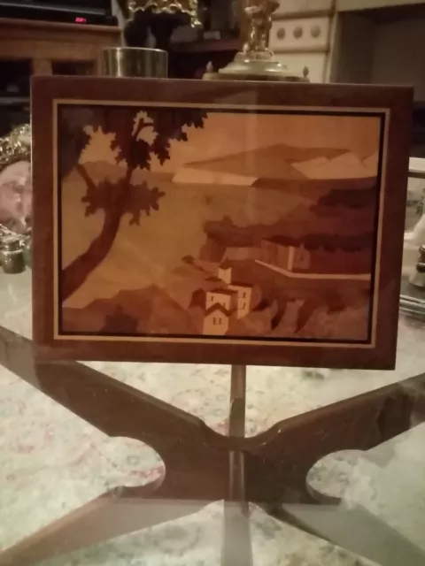 Sorrento Ware Wall Plaque Inlaid Wood Italian Marquetry Vintage