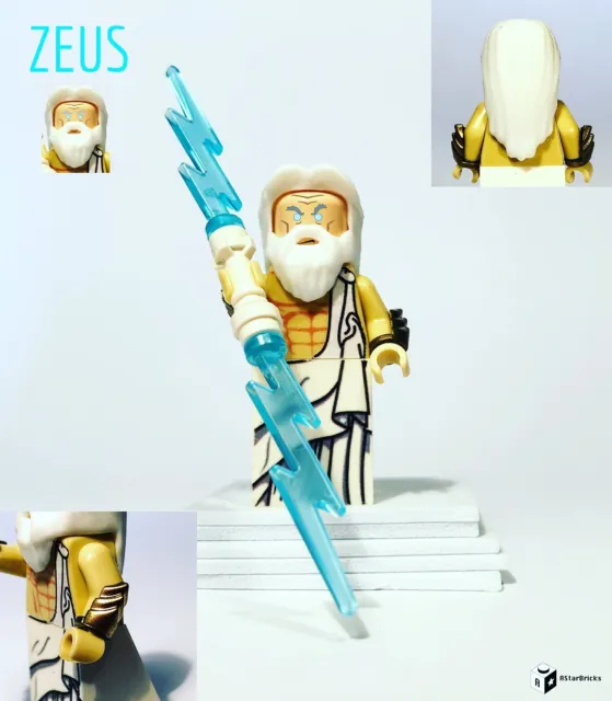 Lego Zeus God of Sky And Thunder W/ Lightning Greek Mythology Custom Minifigure