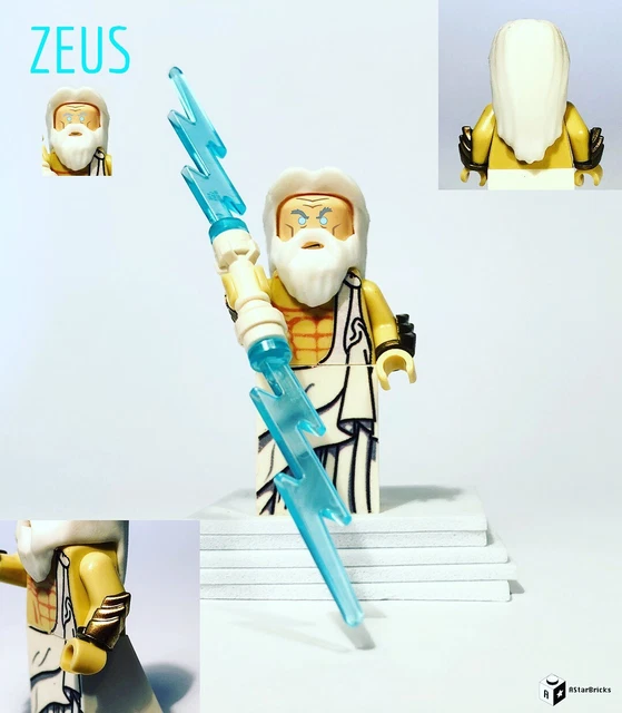 Lego Zeus God of Sky And Thunder W/ Lightning Greek Mythology Custom Minifigure