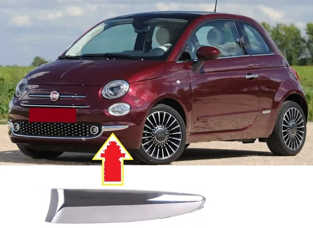 Moulure Chromée Pare-chocs Avant Gauche Fiat 500 2016-2020 - Remplacement Direct, Style Assuré