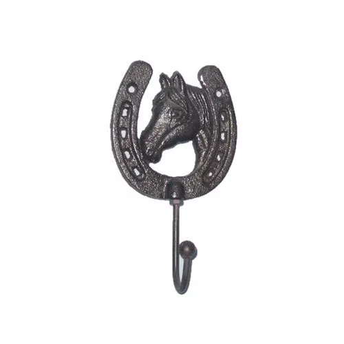 Mr Gecko Horse Head Single Cast Iron Wall Hook Hand Made Antique Black
