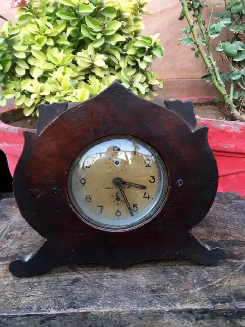 Antique Old Wooden Hand Crafted Beautiful Wall Hanging Alarm Clock Case Box