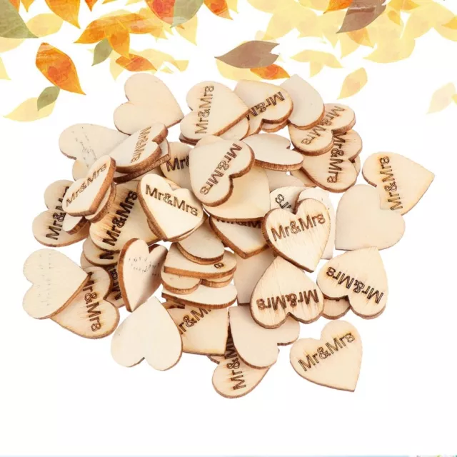 50 Heart Wooden Ornaments DIY Unfinished Embellishments for Wedding