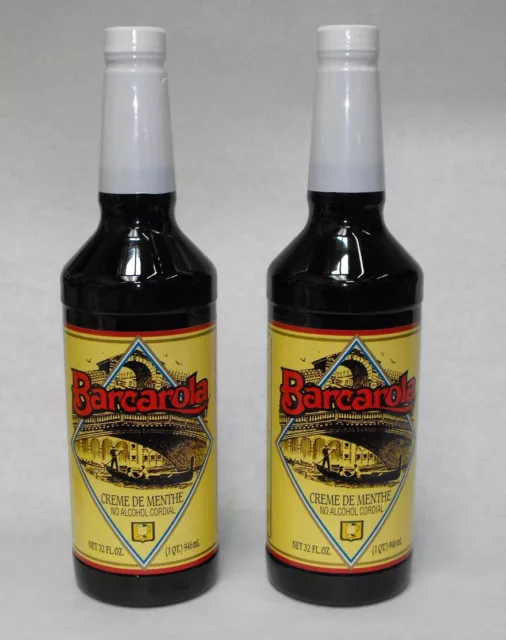 (2 Pack) Gourmet CREME DE MENTHE SYRUP 32oz  Barcarola Drink & Beverage Flavor