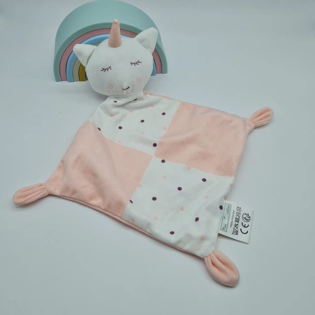 34 - Mes Petits Cailloux Doudou Licorne Plat Rose Pois  Neuf