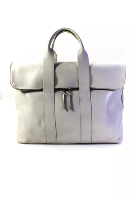 3.1 Phillip Lim Grained Leather Zip Around Double Handle Frame Handbag Lilac