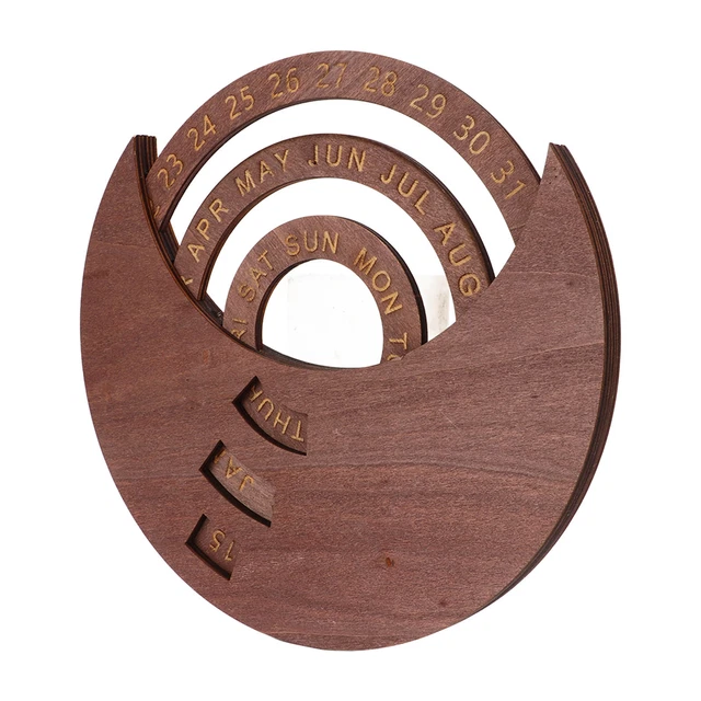 Calendrier De Bureau Perpétuel à Disque En Bois Calendrier à Disque