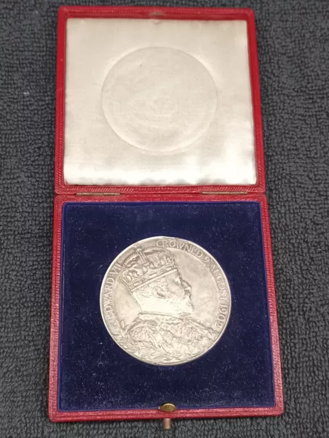 Sterling Silver Coronation Medal King Edward VII Queen Alexandra 1902 86 grams