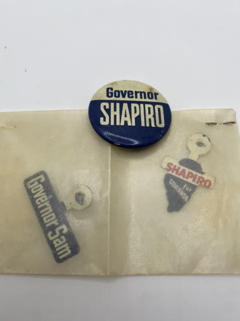 Illinois Governor Pin Back Campaign Button Sam Shapiro 1968 Lot of 3