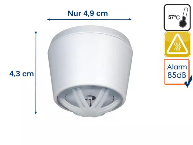 Mini Wärmemelder 10 Jahres Batterie Küchenmelder Feuermelder Hitzemelder Bad