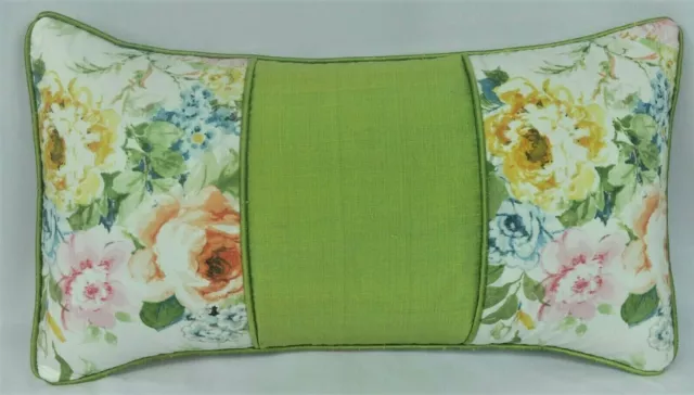 NEW Pillow made w Ralph Lauren Home Lake Floral & Lime Green Dupioni Silk Fabric