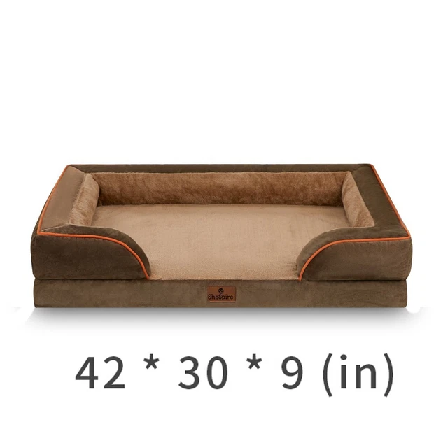 Coffee Orthopedic Foam XL Dog Bed 3+1/2Side Memory Foam Bolster Pet Sofa w/Cover