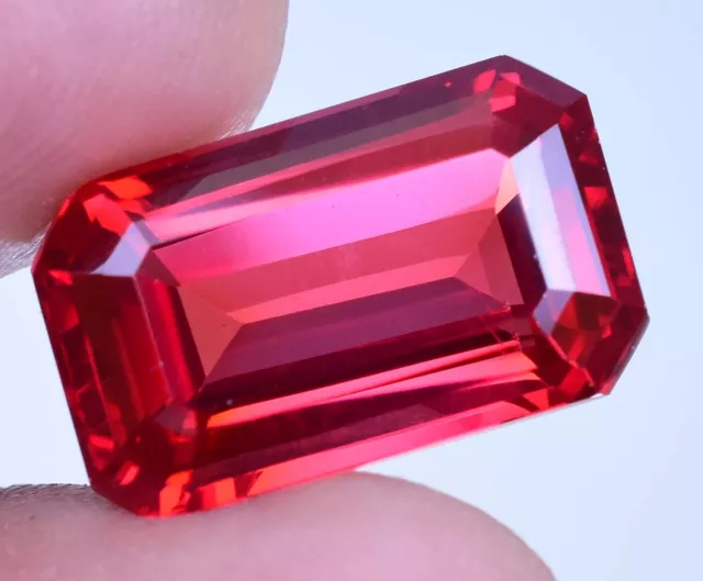 16.70 Ct Natural Red Orange Sapphire Octagon Flawless Certified Loose Gemstone