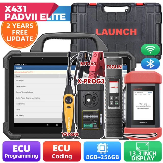 2023 LAUNCH X431 PADVII + X-PROG3 + TSGUN + VSP-600 + BST360 Outils diagnostics