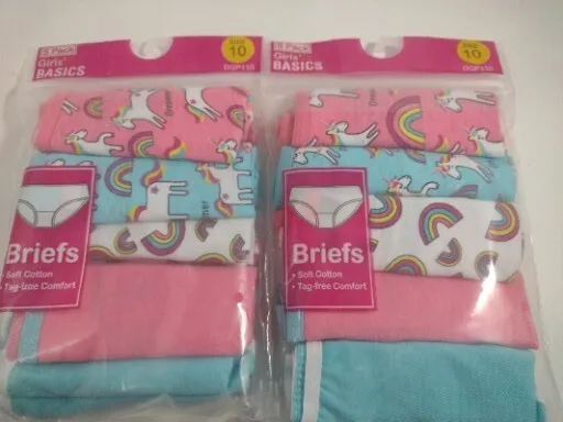 New Basics Girls 5 Pack Briefs Underwear No Tag Cotton Size 10. 2 Pk