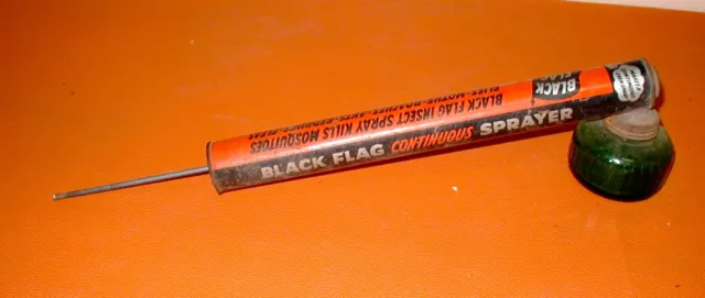 Black Flag brand metal pump glass jar advertising collectible bug sprayer 3