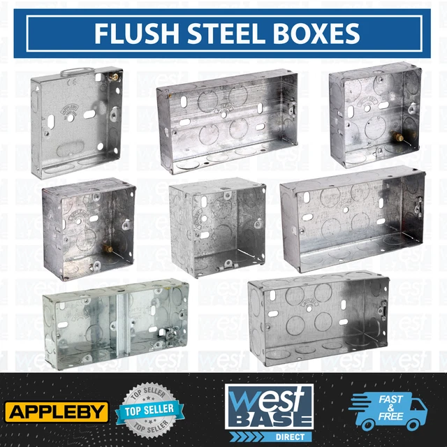 METAL BACK BOX Flush SINGLE DOUBLE Gang Dual Switch Socket 16mm 25mm