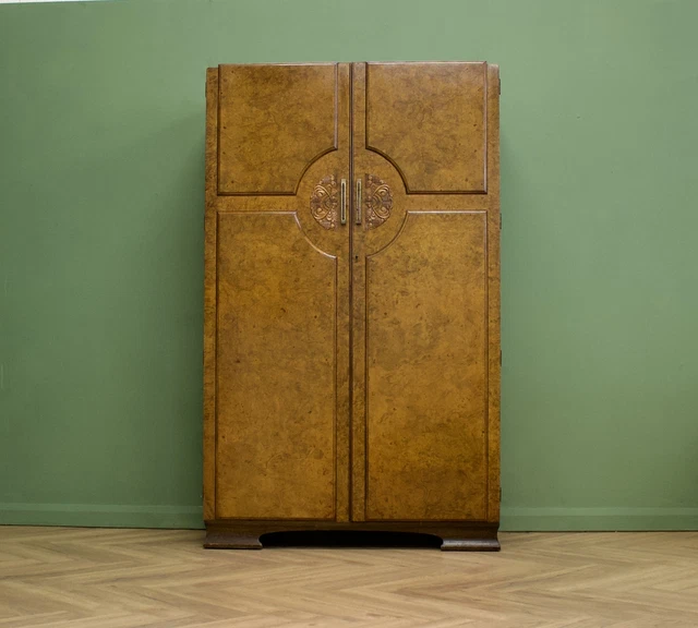 DELIVERY £90 Vintage Art Deco Style Burr Walnut Wardrobe