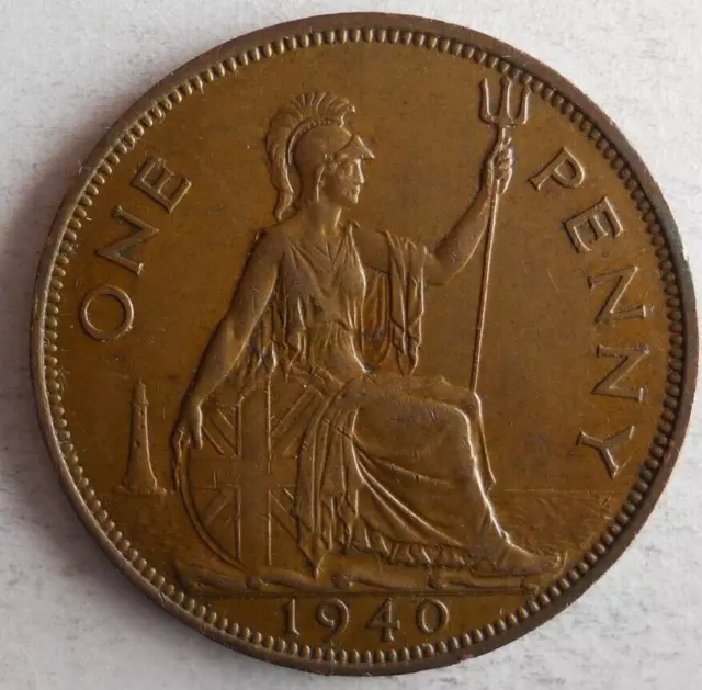 1940 GREAT Britain PENNY - Excellent Coin Britain Bin #R