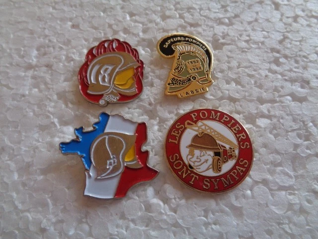 Job lot of 4 French Fire brigade helmet shaped metal lapel pins