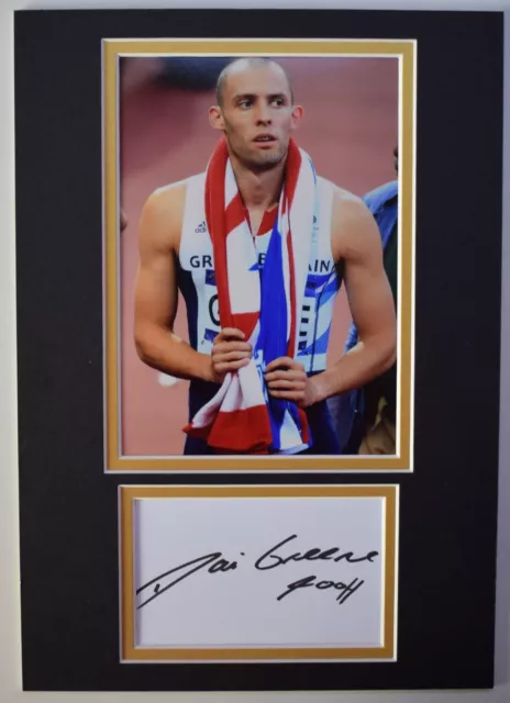 Dai Greene Signed Autograph A4 photo display Olympic Hurdles 400 metre AFTAL COA