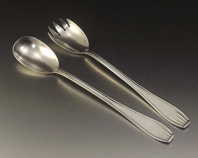 Sfam Chambly Couvert De Service A Salade Art Deco Metal Argente 1950