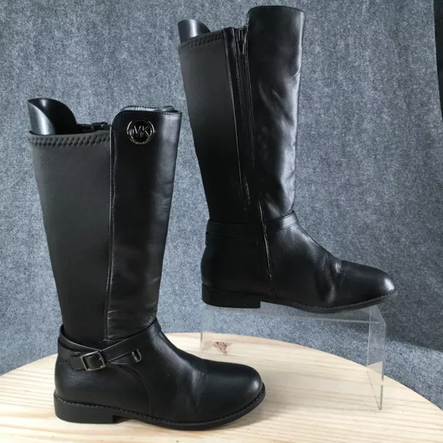 Michael Kors Boots Youth 4 Cypress Tall Riding Knee High Black Faux Leather Zip