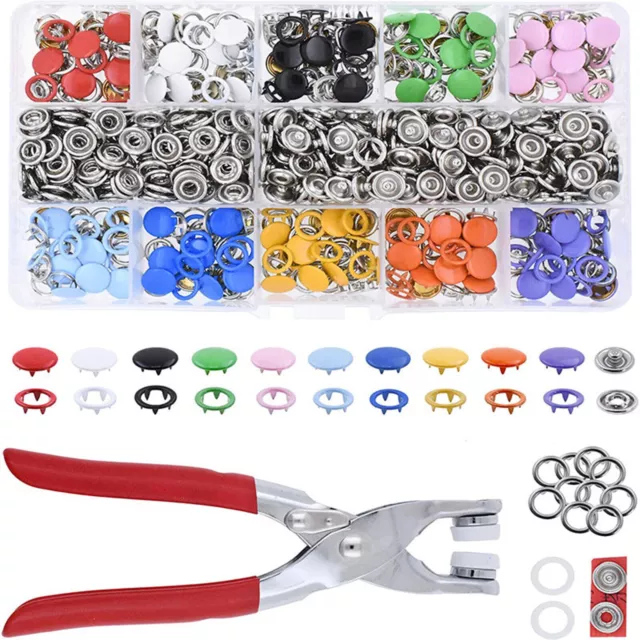 400Pcs Press Studs Snap Button Fastener With Plier Tool Kit Clothing DIY Buttons