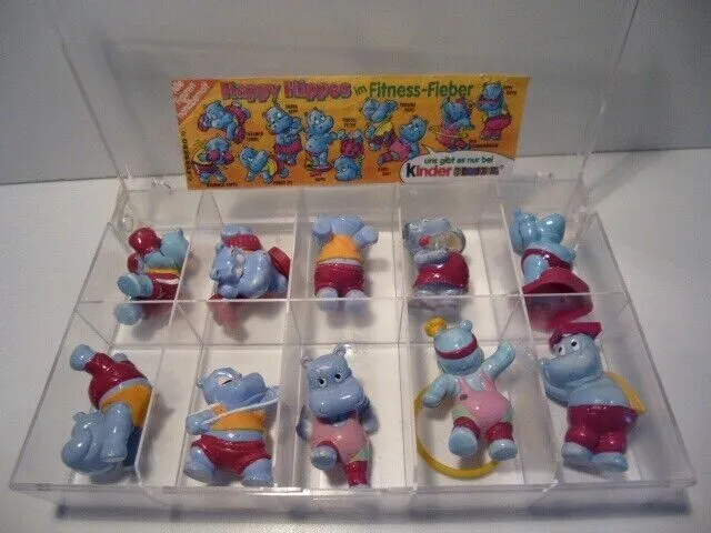 Kinder Ferrero Sorpresine Serie Completa Happy Hippos Fitness +Cartina Rara +Box