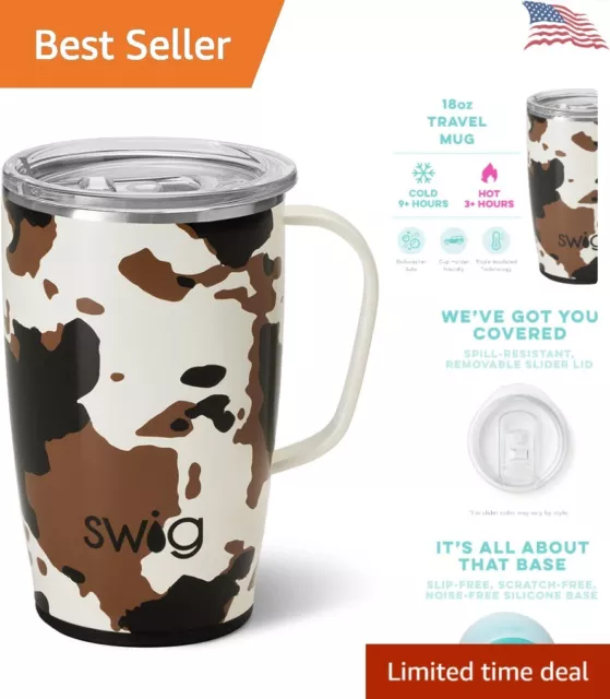 18oz Travel Mug - Insulated Tumbler with Handle and Lid - Dishwasher Safe