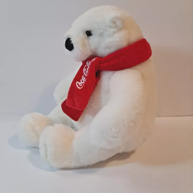 Coca Cola Polar Bear Plush 8 Inch Sitting with Red Scarf Stuffed Animal Toy 2